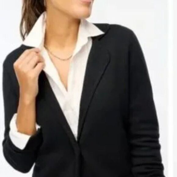 J. Crew Factory bs881 Black Two-button Sweater Blazer For Women NWOT size Large - Picture 2 of 8